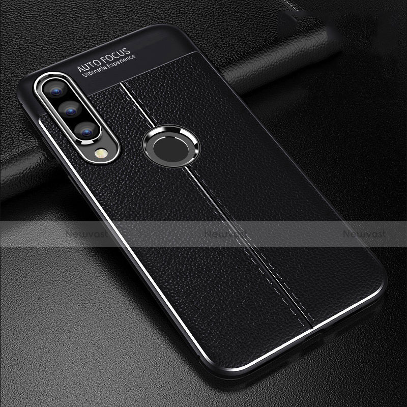 Soft Silicone Gel Leather Snap On Case Cover S02 for Huawei P30 Lite New Edition Black