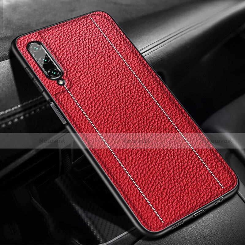 Soft Silicone Gel Leather Snap On Case Cover S02 for Huawei Y9s Red