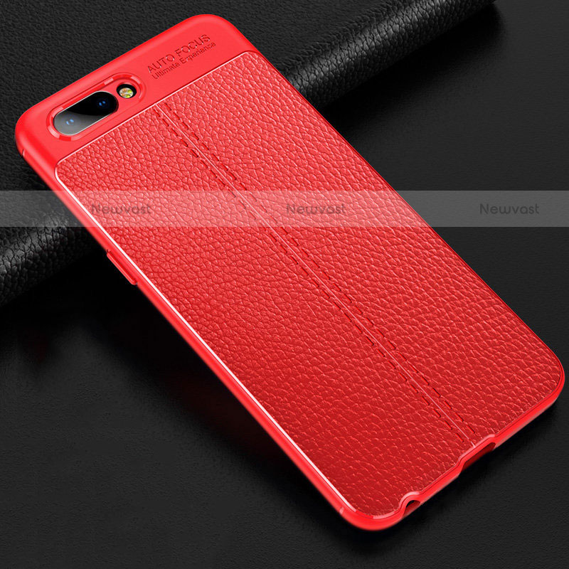 Soft Silicone Gel Leather Snap On Case Cover S02 for Oppo A12e Red
