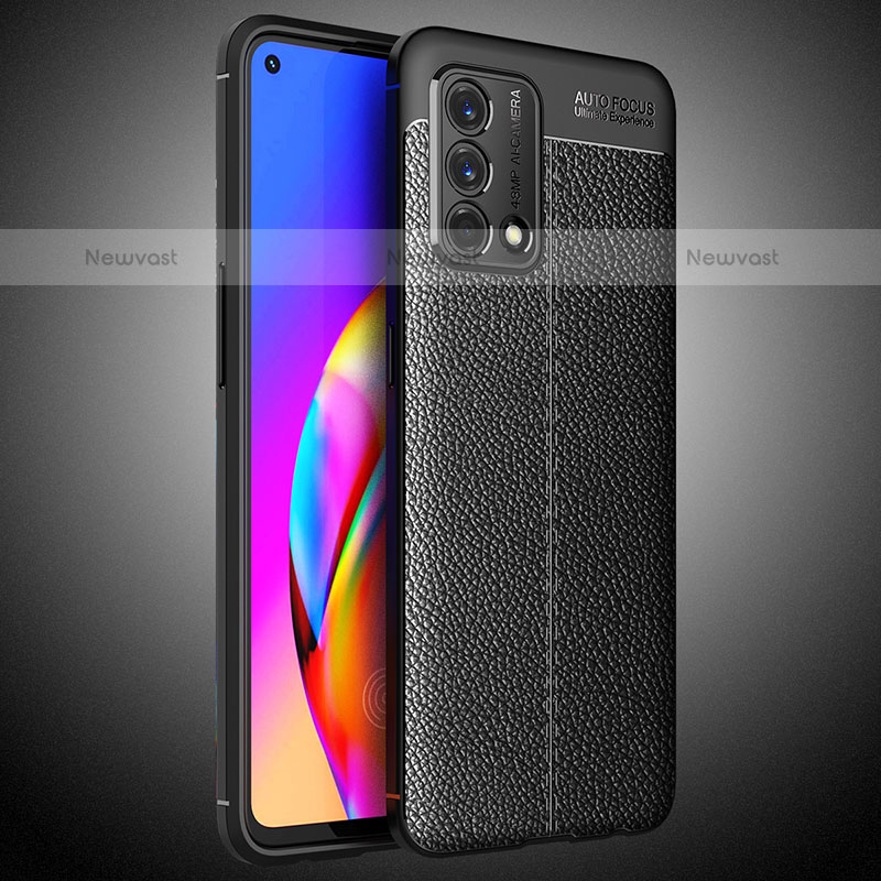 Soft Silicone Gel Leather Snap On Case Cover S02 for Oppo A74 4G Black