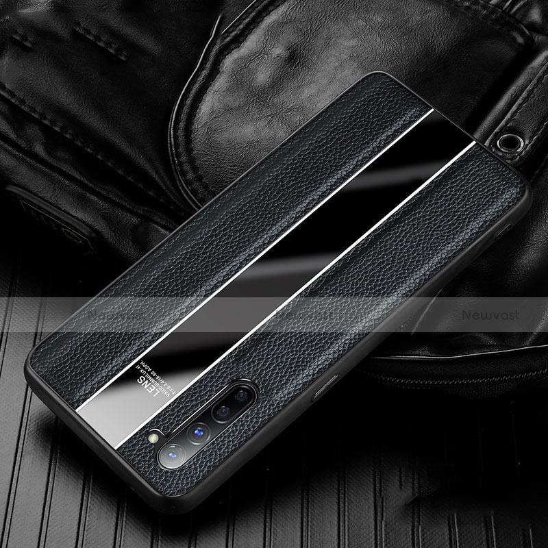 Soft Silicone Gel Leather Snap On Case Cover S02 for Oppo F15 Black