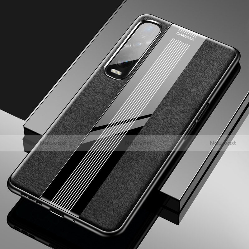 Soft Silicone Gel Leather Snap On Case Cover S02 for Oppo Find X2 Pro Black