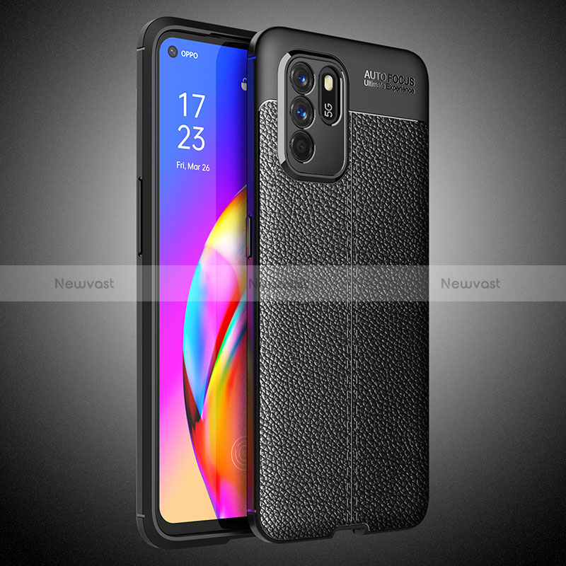 Soft Silicone Gel Leather Snap On Case Cover S02 for Oppo Reno6 Z 5G Black