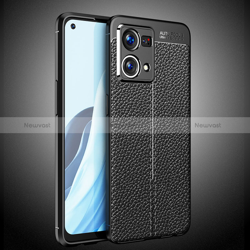 Soft Silicone Gel Leather Snap On Case Cover S02 for Oppo Reno8 4G Black