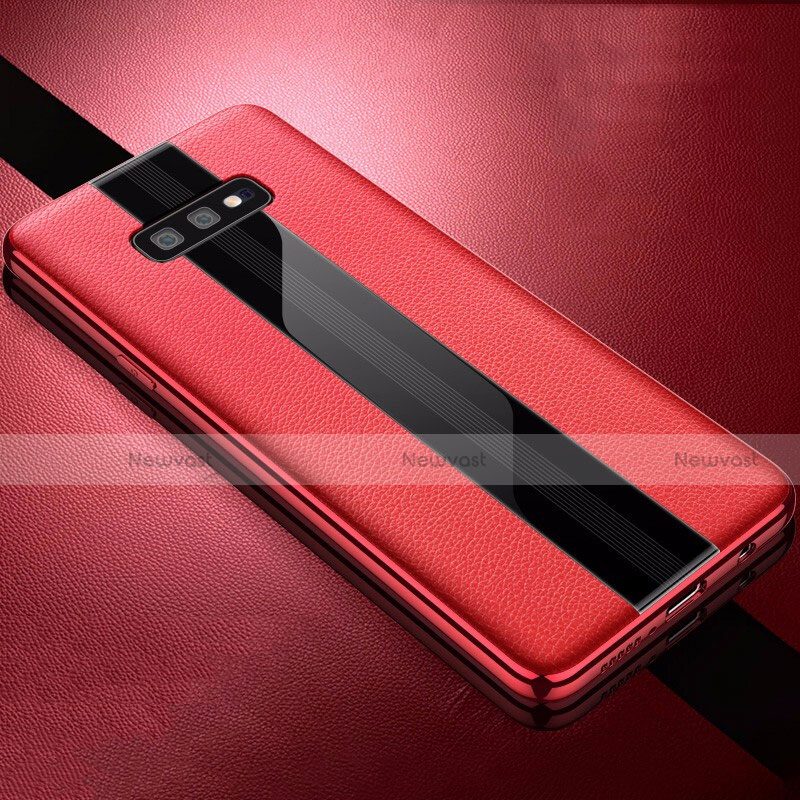 Soft Silicone Gel Leather Snap On Case Cover S02 for Samsung Galaxy S10e Red