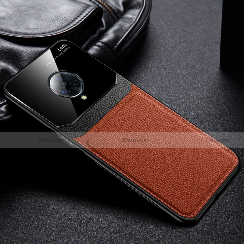 Soft Silicone Gel Leather Snap On Case Cover S02 for Vivo Nex 3S Brown