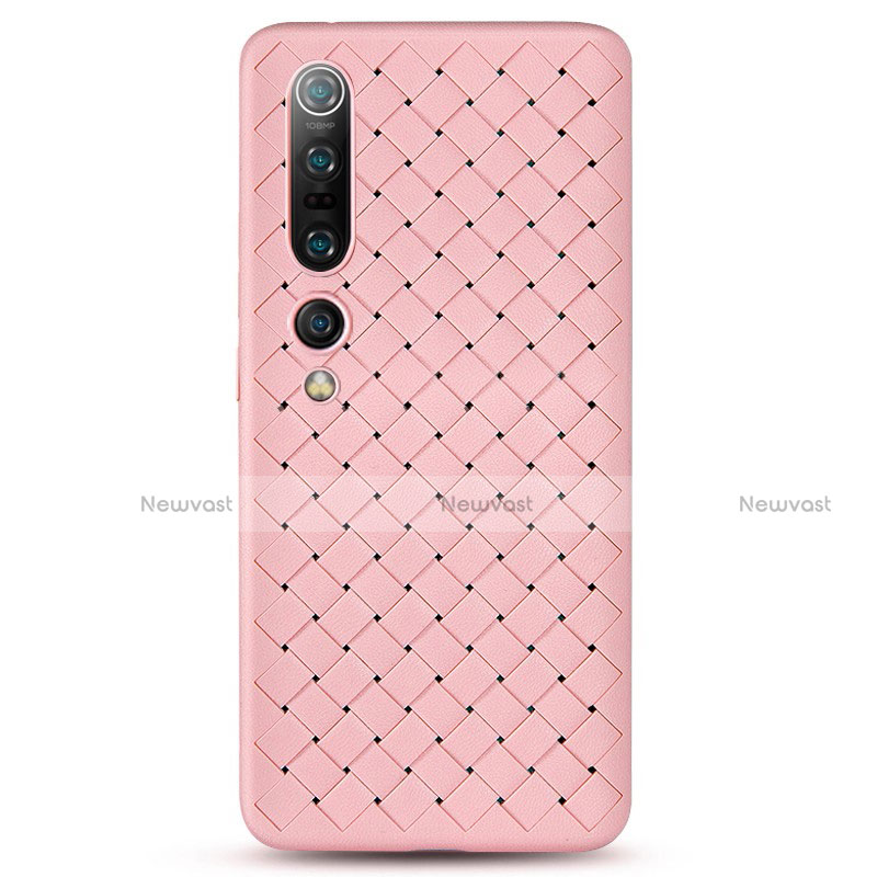 Soft Silicone Gel Leather Snap On Case Cover S02 for Xiaomi Mi 10 Pro Pink