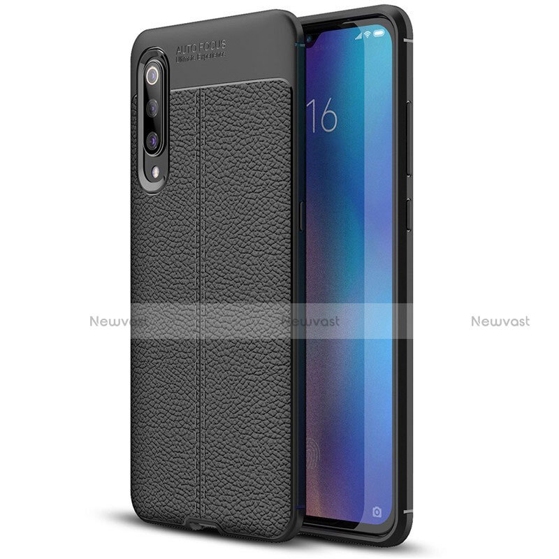 Soft Silicone Gel Leather Snap On Case Cover S02 for Xiaomi Mi 9 Black