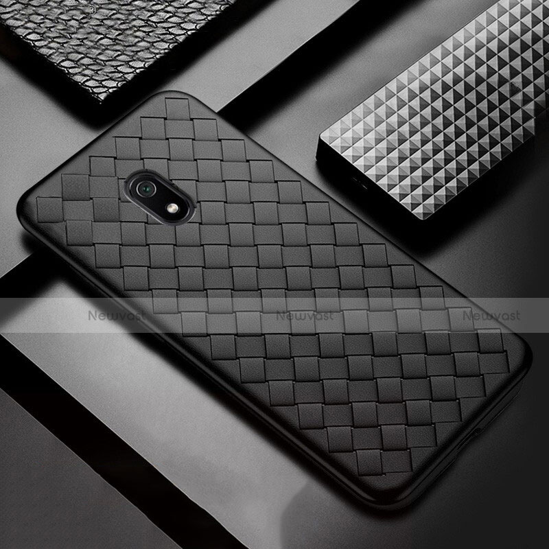 Soft Silicone Gel Leather Snap On Case Cover S02 for Xiaomi Redmi 8A Black