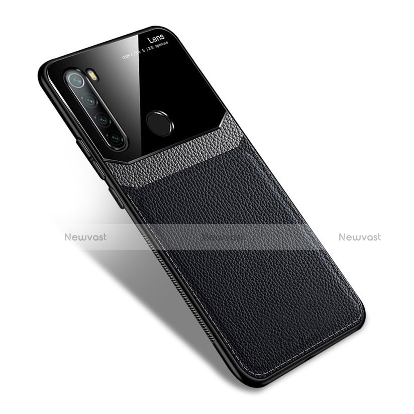 Soft Silicone Gel Leather Snap On Case Cover S02 for Xiaomi Redmi Note 8 (2021) Black