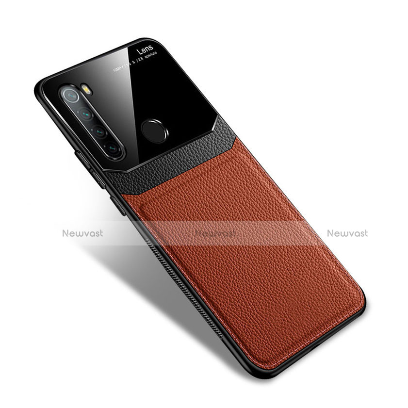 Soft Silicone Gel Leather Snap On Case Cover S02 for Xiaomi Redmi Note 8T Brown