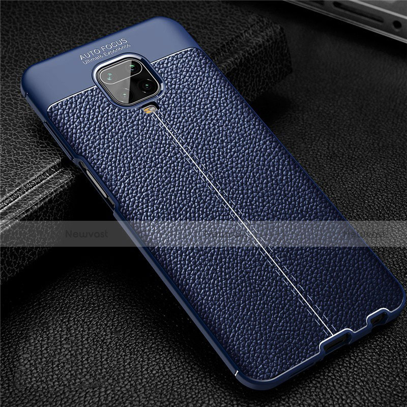 Soft Silicone Gel Leather Snap On Case Cover S02 for Xiaomi Redmi Note 9 Pro Blue