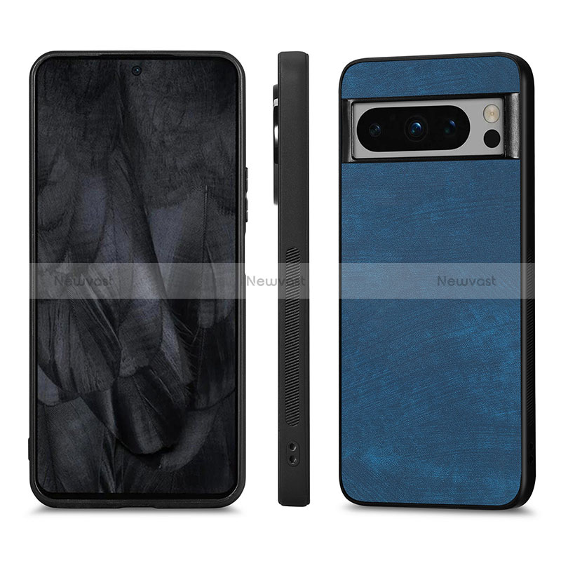 Soft Silicone Gel Leather Snap On Case Cover S02D for Google Pixel 8 Pro 5G Blue