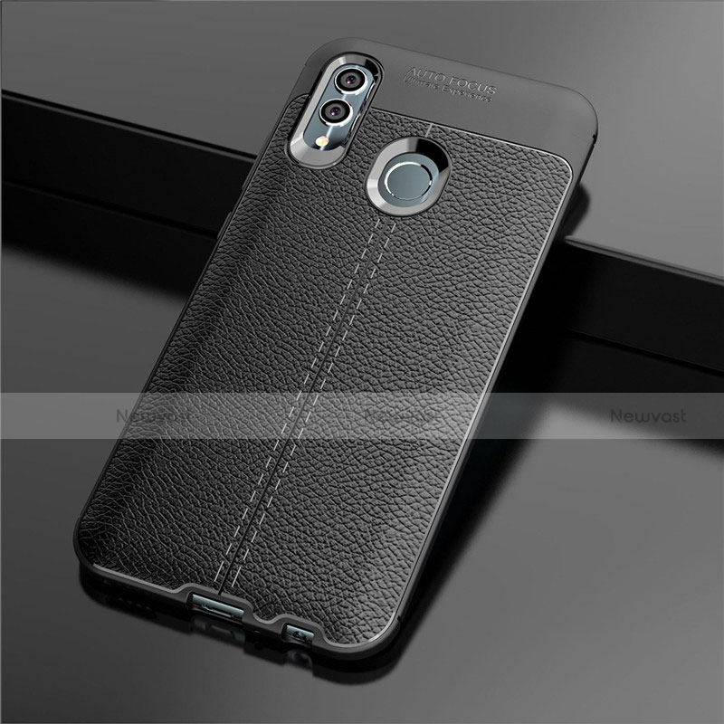 Soft Silicone Gel Leather Snap On Case Cover S03 for Huawei Honor 10 Lite Black