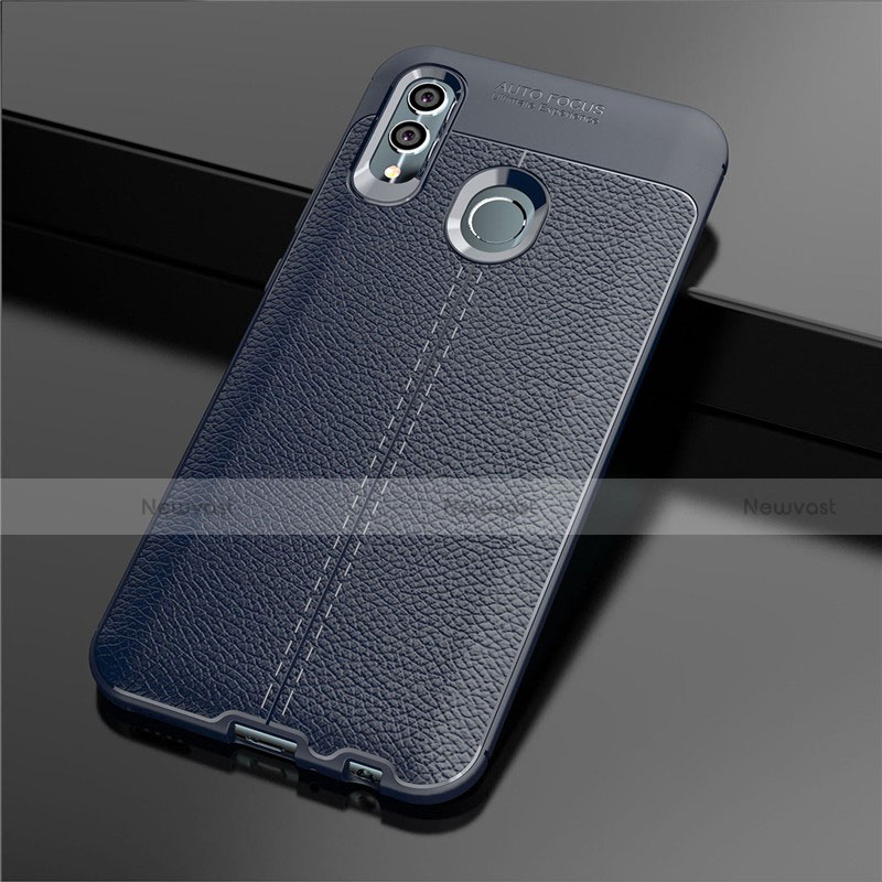 Soft Silicone Gel Leather Snap On Case Cover S03 for Huawei Honor 10 Lite Blue