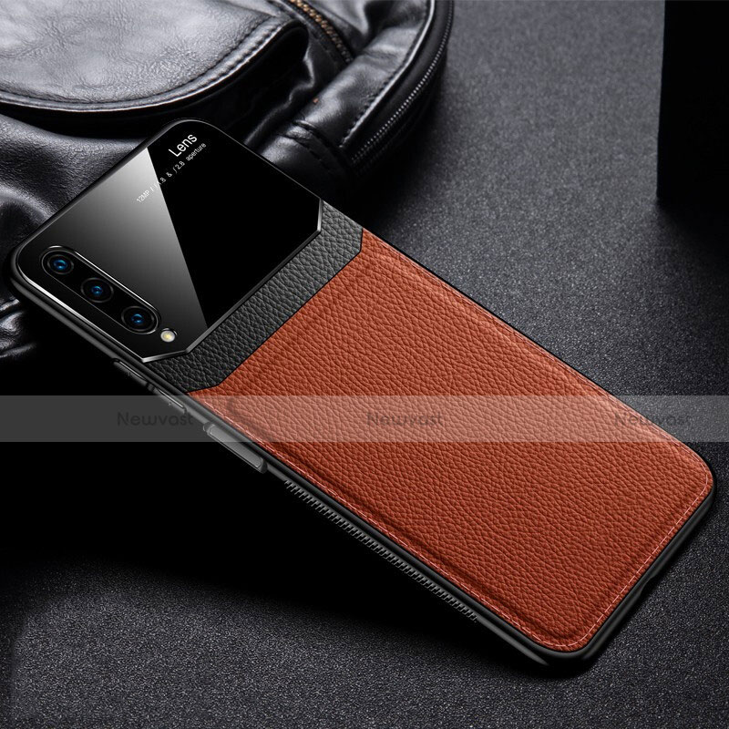 Soft Silicone Gel Leather Snap On Case Cover S03 for Huawei Honor 9X Pro Brown