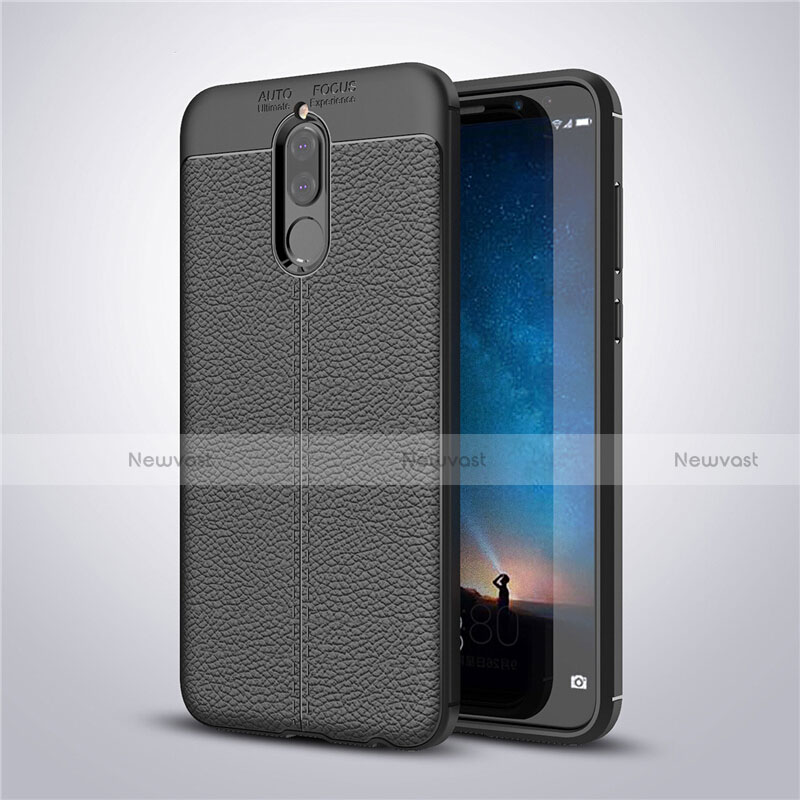 Soft Silicone Gel Leather Snap On Case Cover S03 for Huawei Mate 10 Lite Black