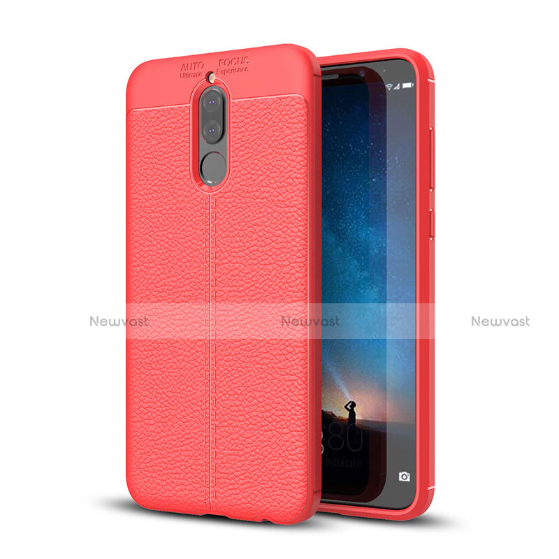 Soft Silicone Gel Leather Snap On Case Cover S03 for Huawei Mate 10 Lite Red