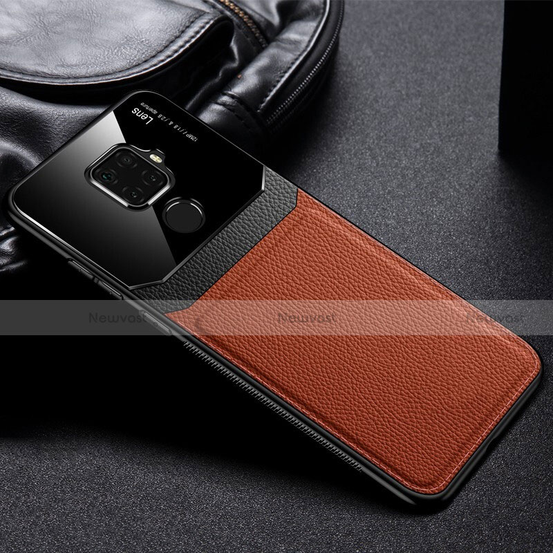 Soft Silicone Gel Leather Snap On Case Cover S03 for Huawei Mate 30 Lite Brown