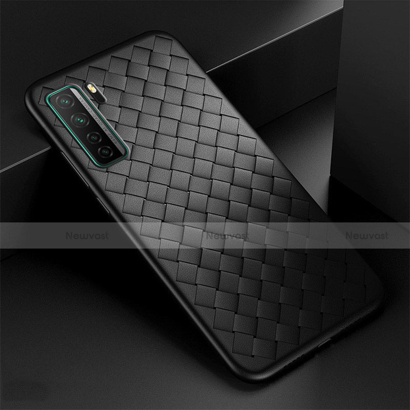 Soft Silicone Gel Leather Snap On Case Cover S03 for Huawei Nova 7 SE 5G Black