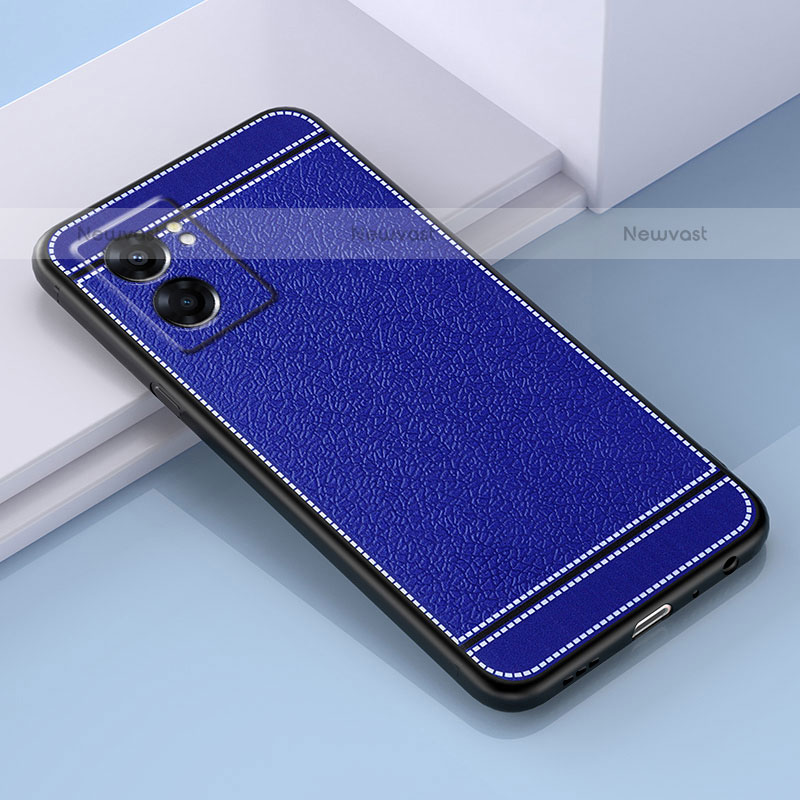 Soft Silicone Gel Leather Snap On Case Cover S03 for OnePlus Nord N300 5G Blue