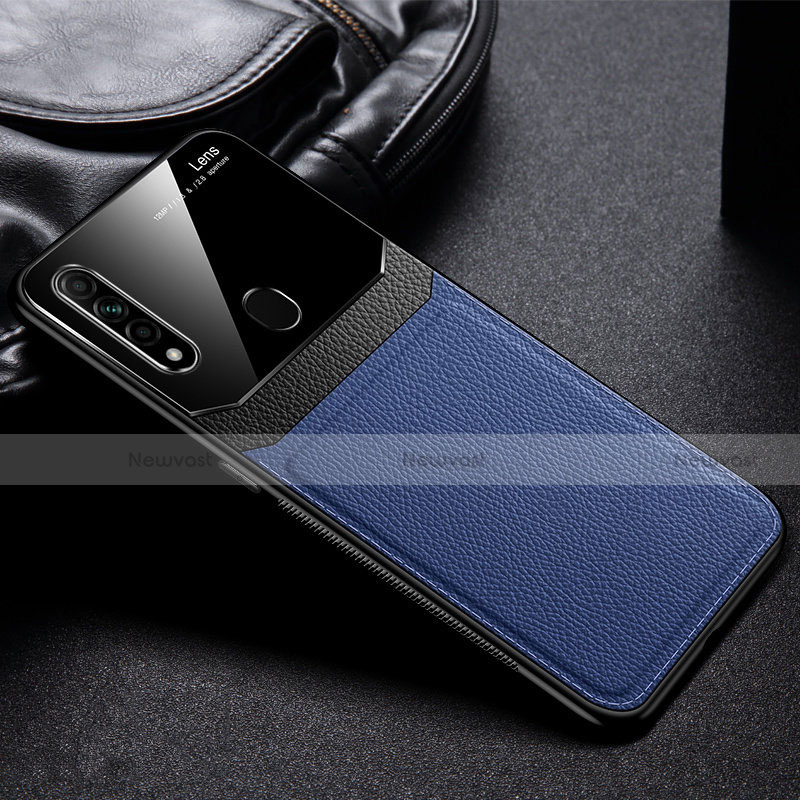 Soft Silicone Gel Leather Snap On Case Cover S03 for Oppo A31 Blue