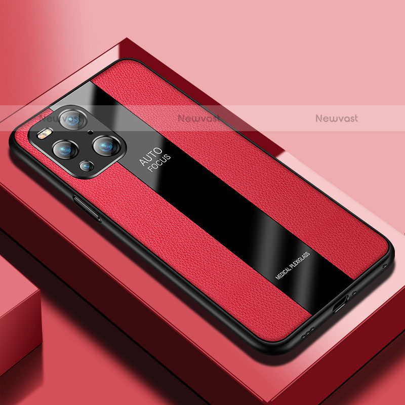 Soft Silicone Gel Leather Snap On Case Cover S03 for Oppo Find X3 Pro 5G Red