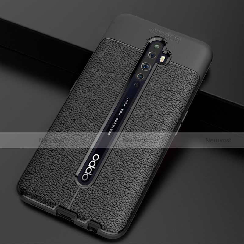 Soft Silicone Gel Leather Snap On Case Cover S03 for Oppo Reno2 Z Black