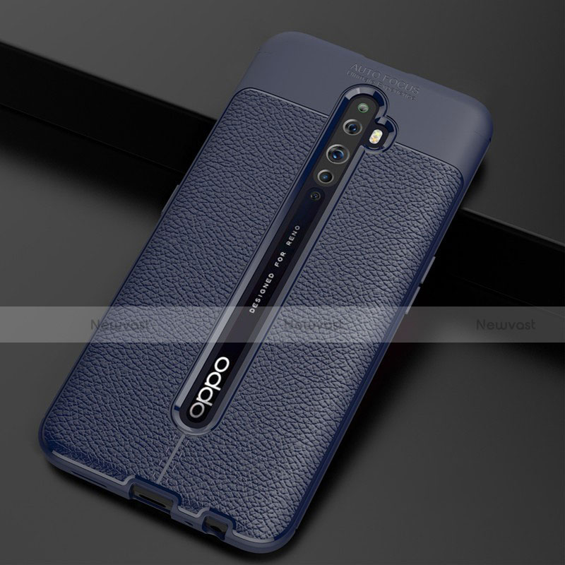 Soft Silicone Gel Leather Snap On Case Cover S03 for Oppo Reno2 Z Blue