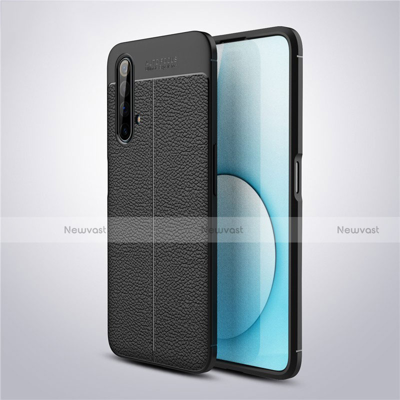 Soft Silicone Gel Leather Snap On Case Cover S03 for Realme X50m 5G Black