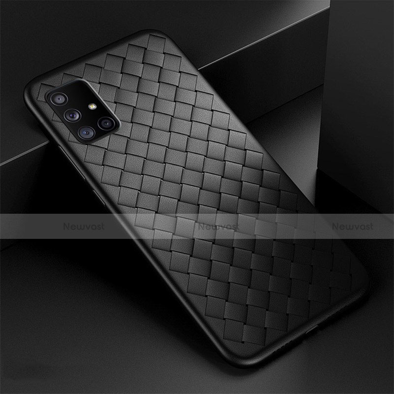 Soft Silicone Gel Leather Snap On Case Cover S03 for Samsung Galaxy A71 5G Black