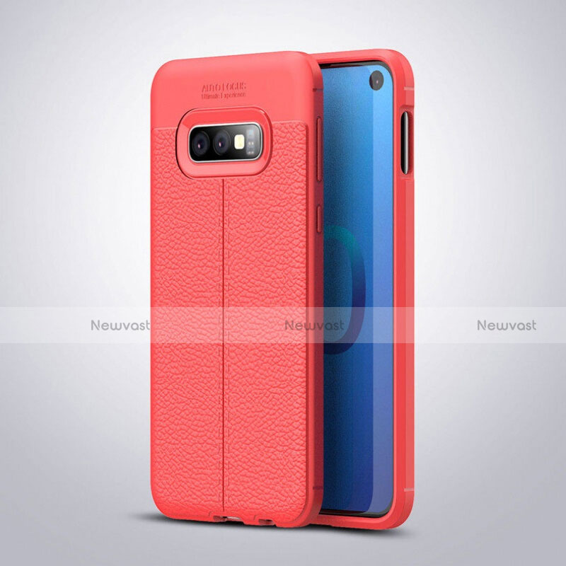 Soft Silicone Gel Leather Snap On Case Cover S03 for Samsung Galaxy S10e Red
