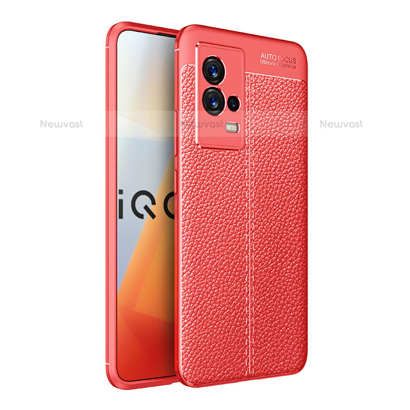 Soft Silicone Gel Leather Snap On Case Cover S03 for Vivo iQOO 8 5G Red