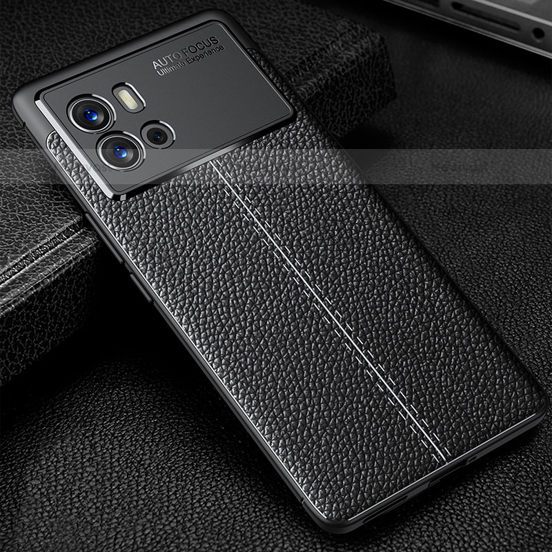 Soft Silicone Gel Leather Snap On Case Cover S03 for Vivo iQOO 9 5G Black