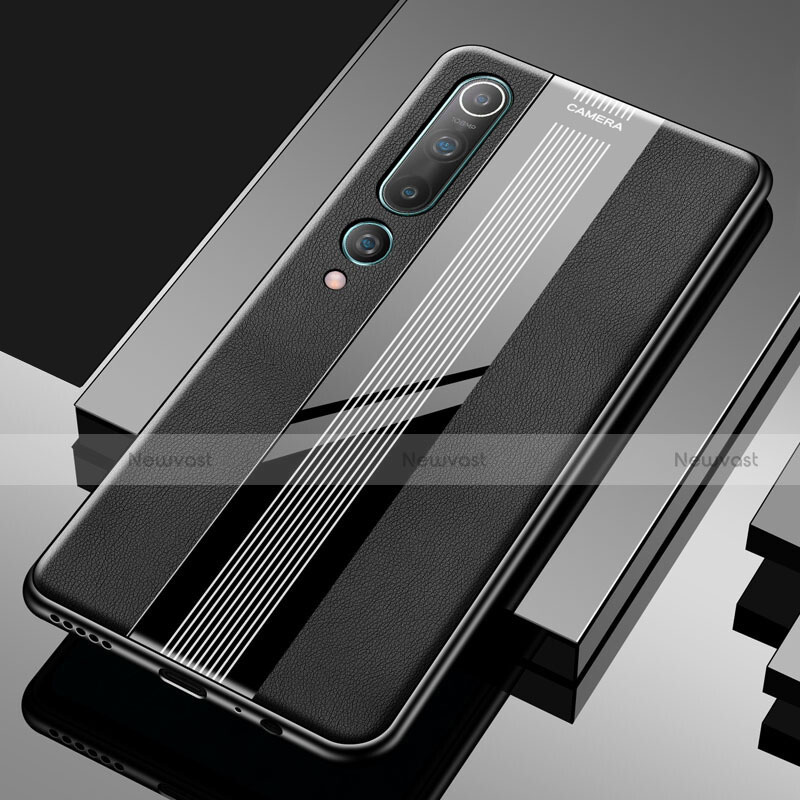 Soft Silicone Gel Leather Snap On Case Cover S03 for Xiaomi Mi 10 Black