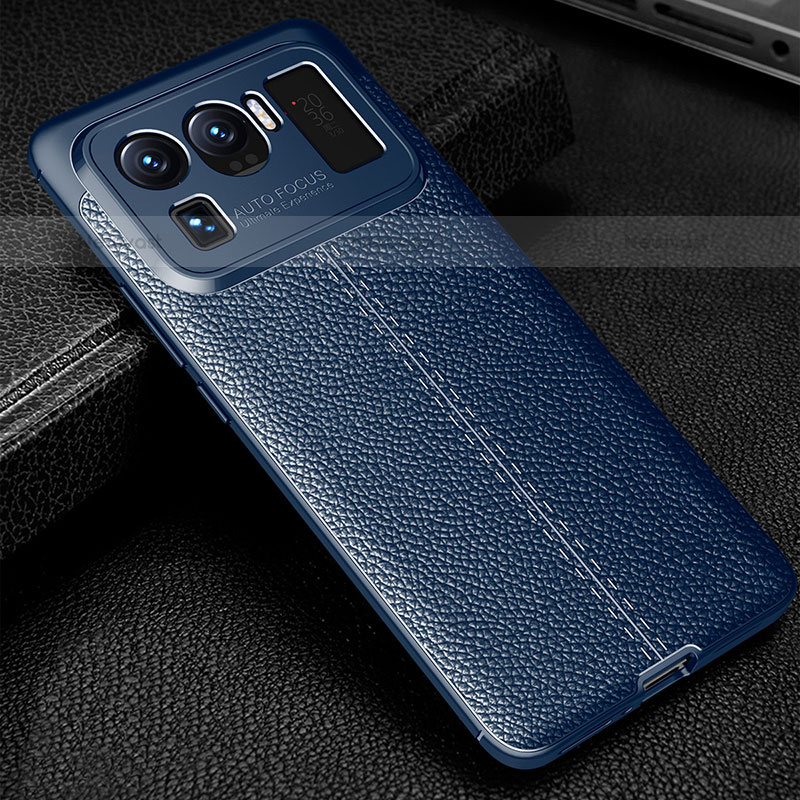 Soft Silicone Gel Leather Snap On Case Cover S03 for Xiaomi Mi 11 Ultra 5G Blue