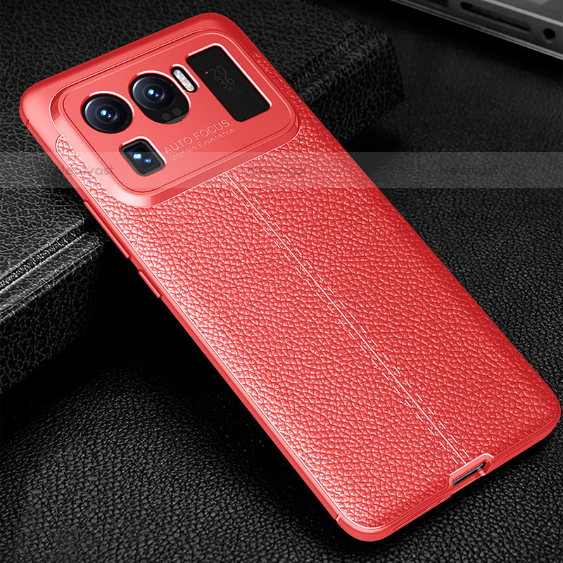 Soft Silicone Gel Leather Snap On Case Cover S03 for Xiaomi Mi 11 Ultra 5G Red