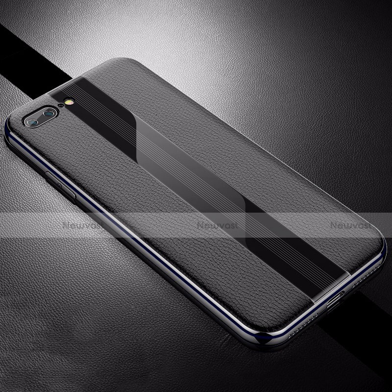 Soft Silicone Gel Leather Snap On Case Cover S04 for Apple iPhone 8 Plus Black