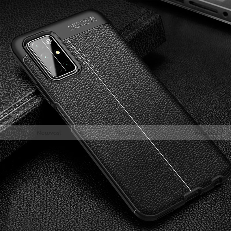 Soft Silicone Gel Leather Snap On Case Cover S04 for Huawei Honor 30S Black