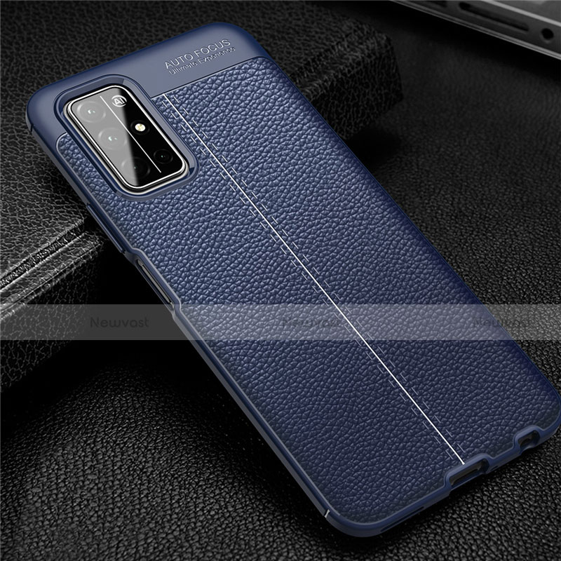 Soft Silicone Gel Leather Snap On Case Cover S04 for Huawei Honor 30S Blue