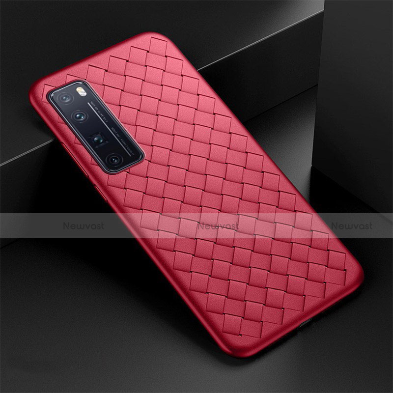 Soft Silicone Gel Leather Snap On Case Cover S04 for Huawei Nova 7 Pro 5G Red