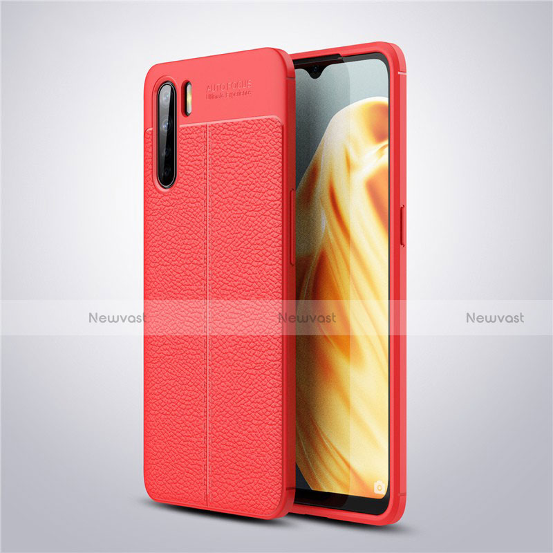 Soft Silicone Gel Leather Snap On Case Cover S04 for Oppo A91 Red
