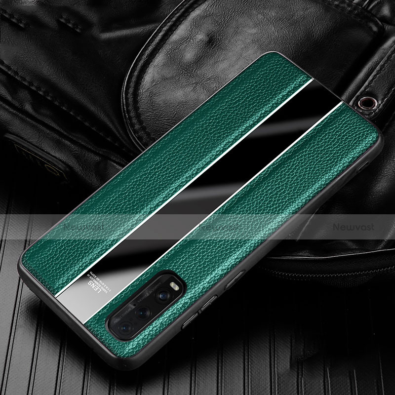 Soft Silicone Gel Leather Snap On Case Cover S04 for Oppo Find X2 Green