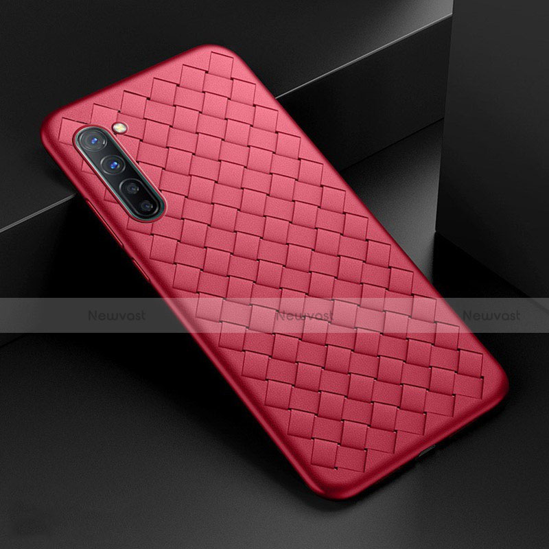 Soft Silicone Gel Leather Snap On Case Cover S04 for Oppo Find X2 Lite Red