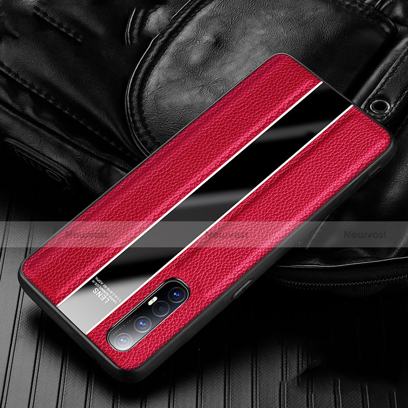 Soft Silicone Gel Leather Snap On Case Cover S04 for Oppo Find X2 Neo Red