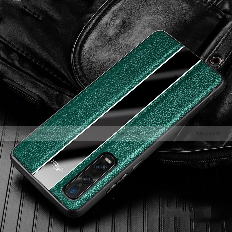 Soft Silicone Gel Leather Snap On Case Cover S04 for Oppo Find X2 Pro Green