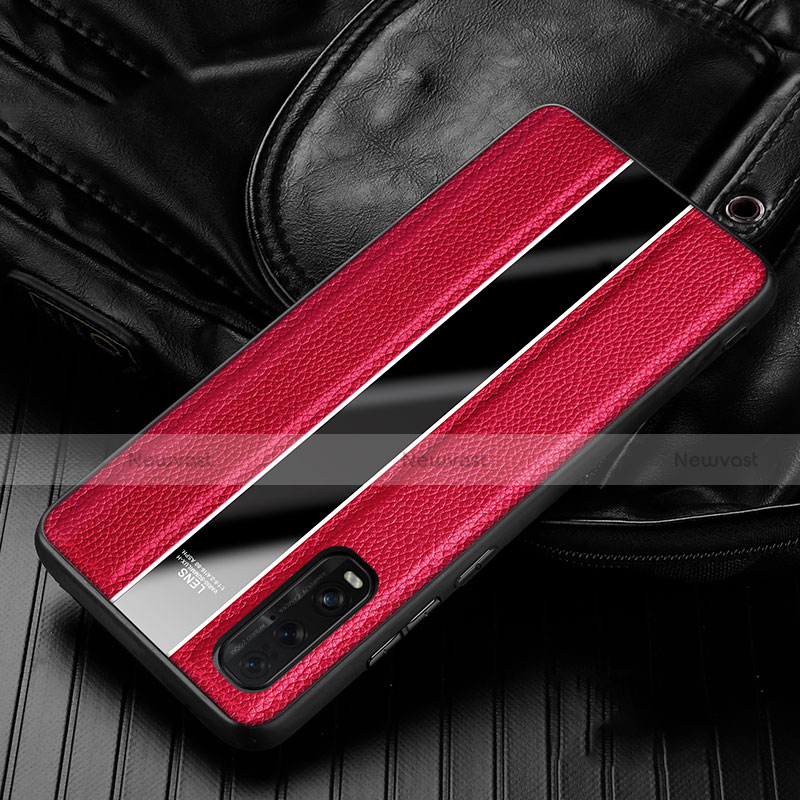 Soft Silicone Gel Leather Snap On Case Cover S04 for Oppo Find X2 Red