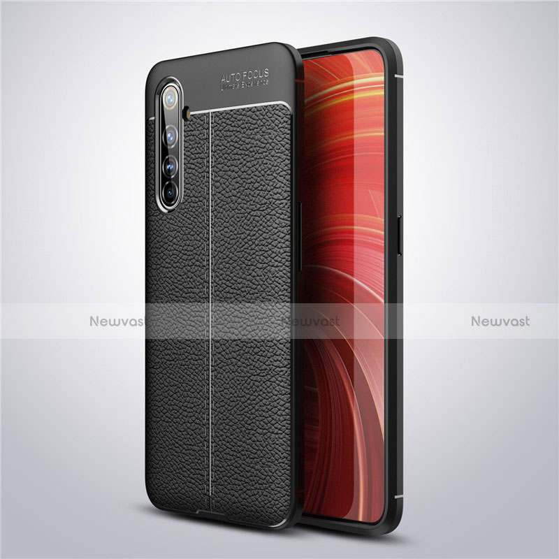 Soft Silicone Gel Leather Snap On Case Cover S04 for Realme X50 Pro 5G Black