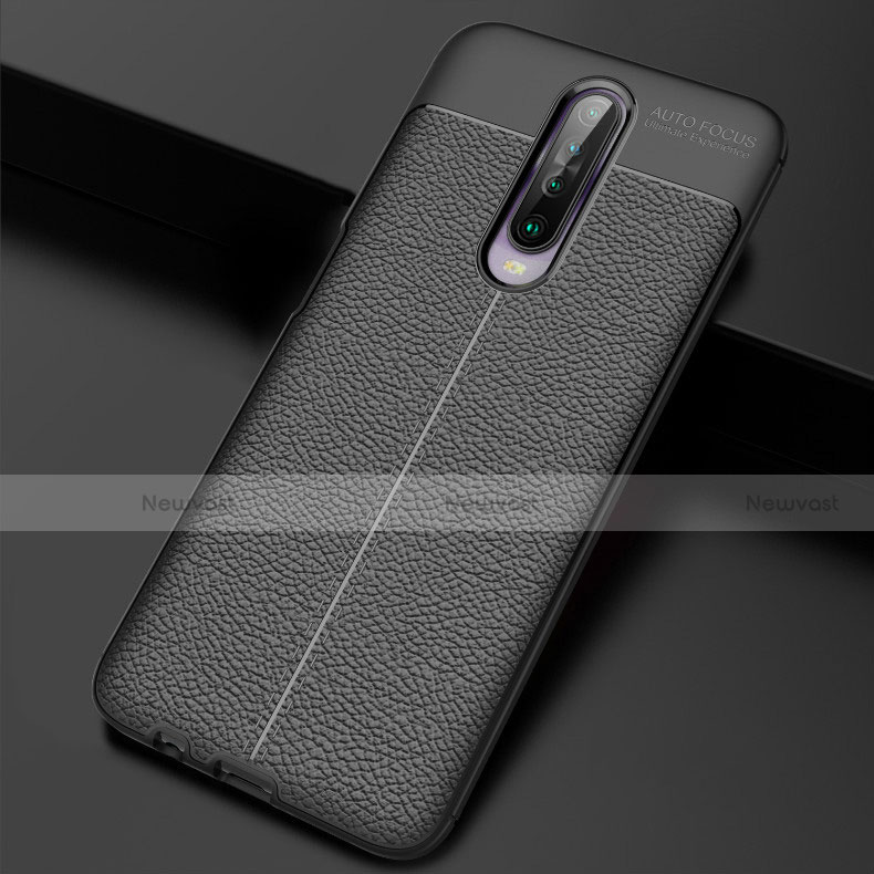 Soft Silicone Gel Leather Snap On Case Cover S04 for Xiaomi Poco X2 Black
