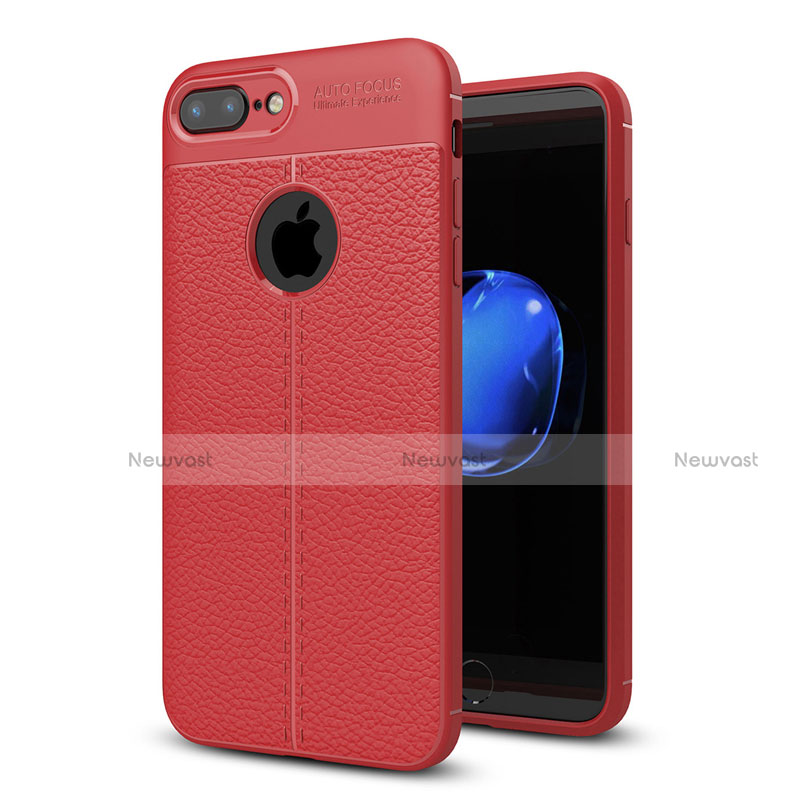Soft Silicone Gel Leather Snap On Case Cover S05 for Apple iPhone 8 Plus Red
